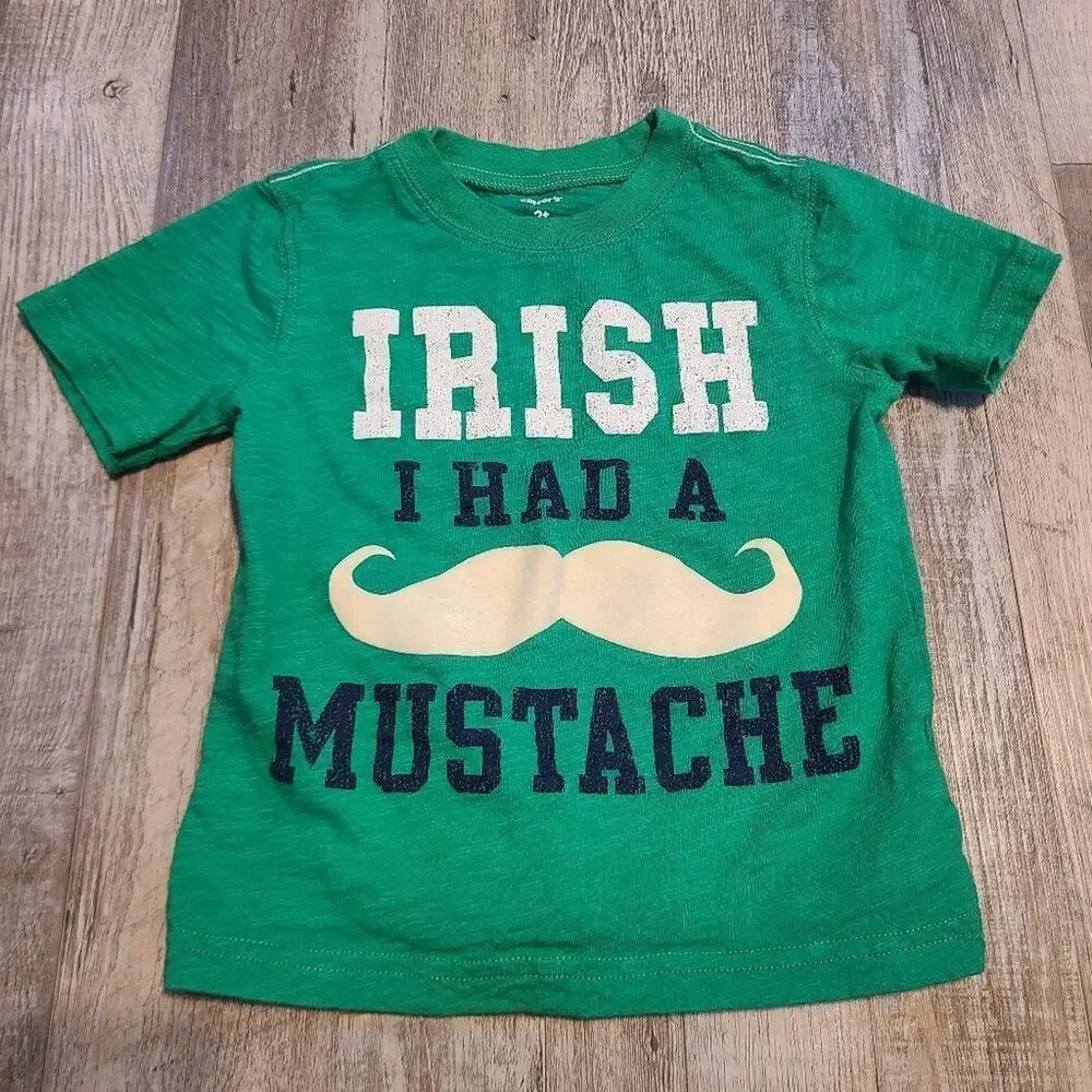 Carter's 2T boys green irish I had a mustache tee